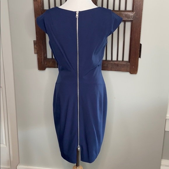 MARC NY NAVY BACK EXPOSED ZIPPER DRESS SZ 10 - Picture 1 of 7